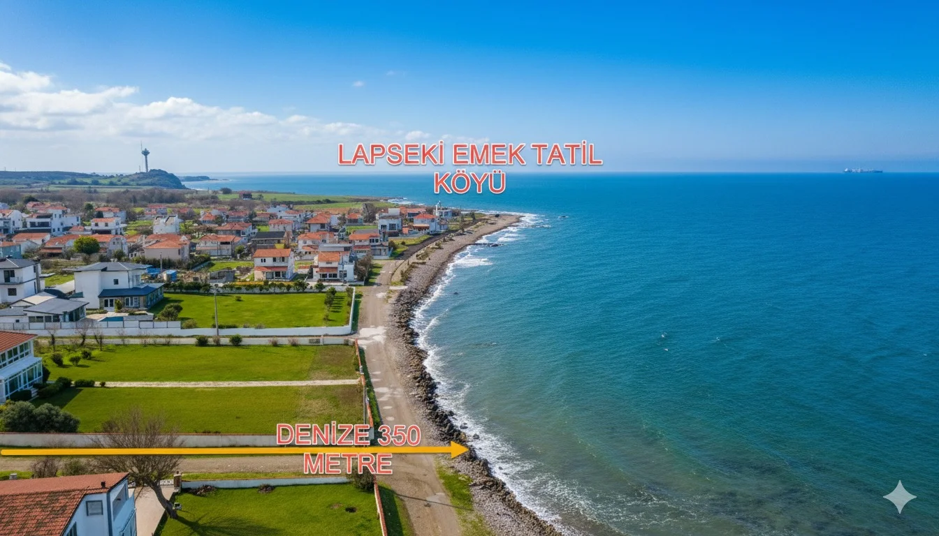 Çanakkale Lapseki Çardak'ta Denize 300m Mesafede Satılık 724 m² Villa İmarlı Arsa