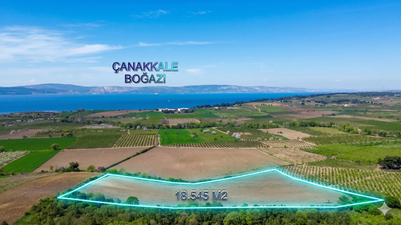 Çanakkale Merkeze Yakın Satılık Boğaz Manzaralı Tarla